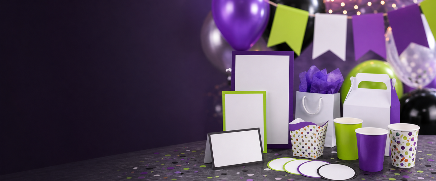 Custom birthday invitations, banners, party supplies and favors