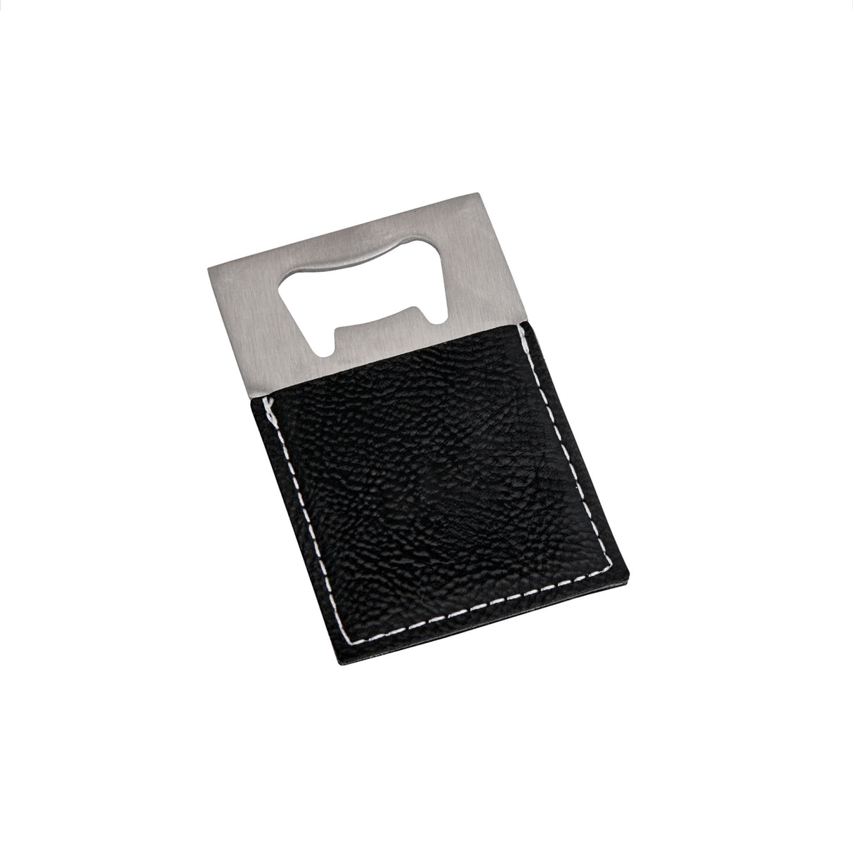Black Leatherette Bottle Opener - 3.5" x 2"-AKD Ink