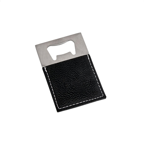 Black Leatherette Bottle Opener - 3.5" x 2"-AKD Ink
