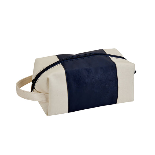 Leatherette/Canvas Navy Travel Kit-AKD Ink