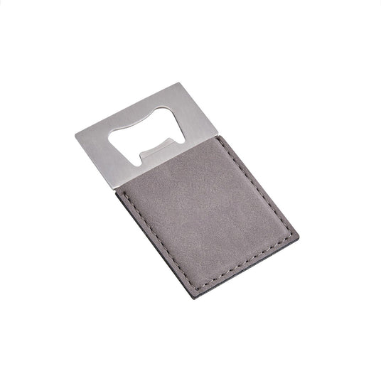 Grey Leatherette Bottle Opener - 3.5" x 2"-AKD Ink