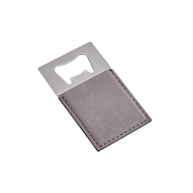 Grey Leatherette Bottle Opener - 3.5" x 2"-AKD Ink