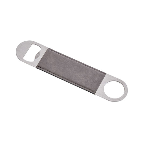 Grey Leatherette Stainless Steel Bottle Opener - 7" x 1.5"-AKD Ink