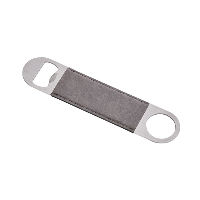 Grey Leatherette Stainless Steel Bottle Opener - 7" x 1.5"-AKD Ink