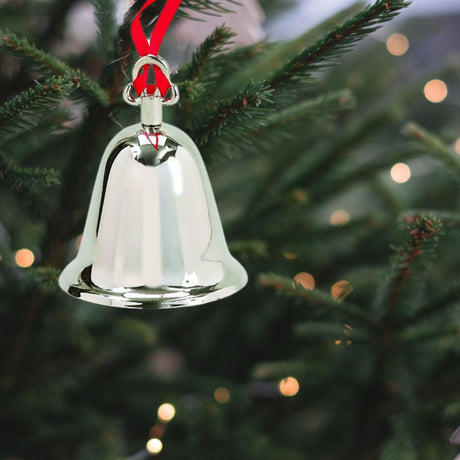 Bell With Red Ribbon Ornament-AKD Ink