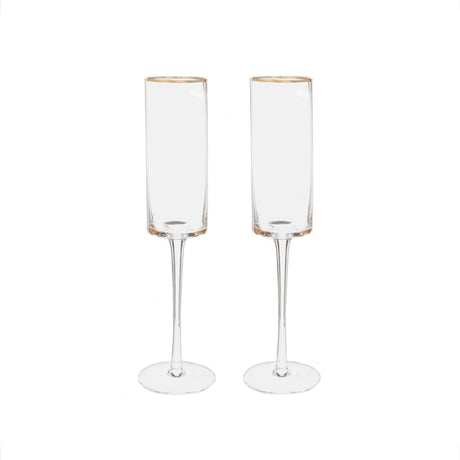 Gold-Rim Champagne Flutes Set - 8 oz-AKD Ink