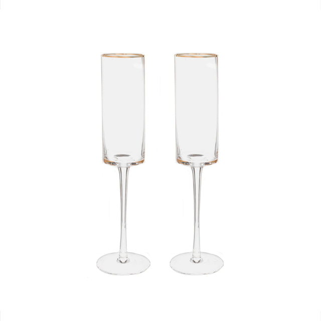 Gold-Rim Champagne Flutes Set - 8 oz-AKD Ink