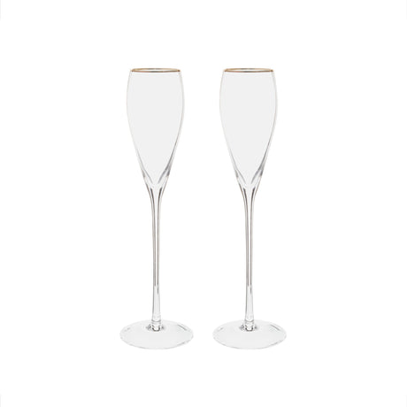 Gold-Rim Tapered Champagne Flutes Set - 8 oz-AKD Ink