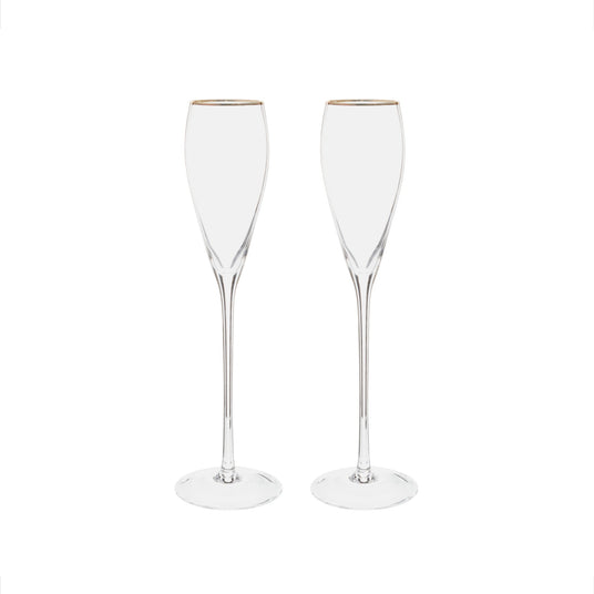 Gold-Rim Tapered Champagne Flutes Set - 8 oz-AKD Ink