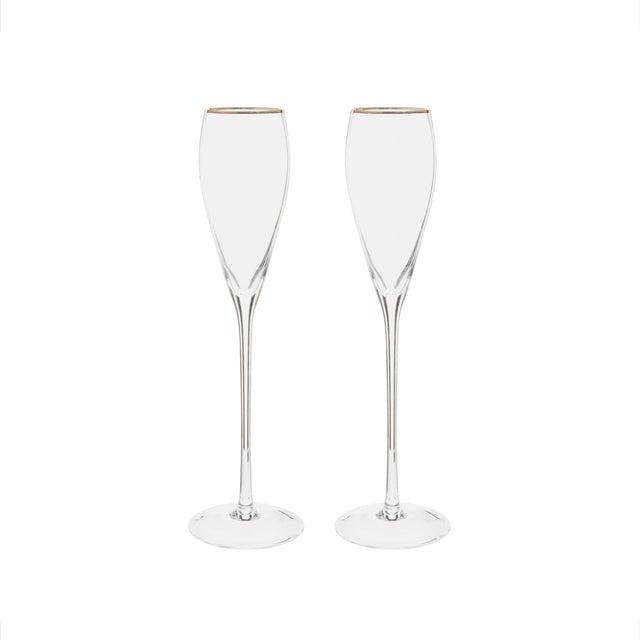 Gold-Rim Tapered Champagne Flutes Set - 8 oz-AKD Ink