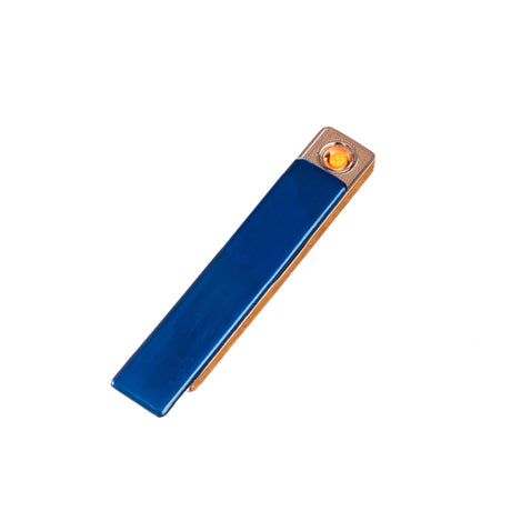 Flameless Rectangular Metal Trim Lighter Blue-AKD Ink