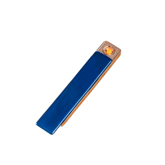 Flameless Rectangular Metal Trim Lighter Blue-AKD Ink