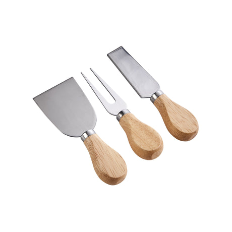 3-Piece Cheese Knife Set - Stainless Steel & Wood-AKD Ink