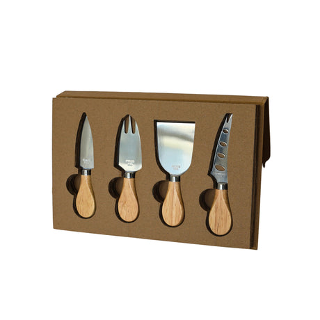 4-Piece Cheese Serving Set with Wooden Handles-AKD Ink