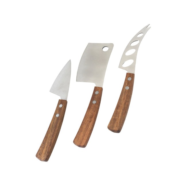 3-Piece Cheese Knife Set with Wooden Handles-AKD Ink