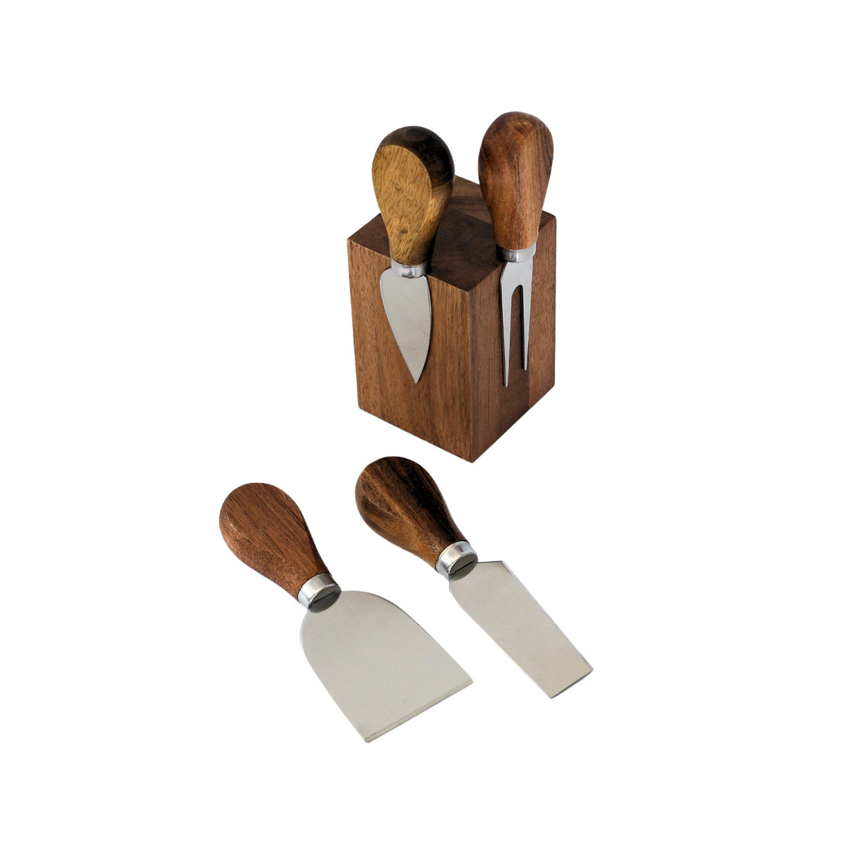 Magnetic Acacia Wood Block with 4 Cheese Tools-AKD Ink