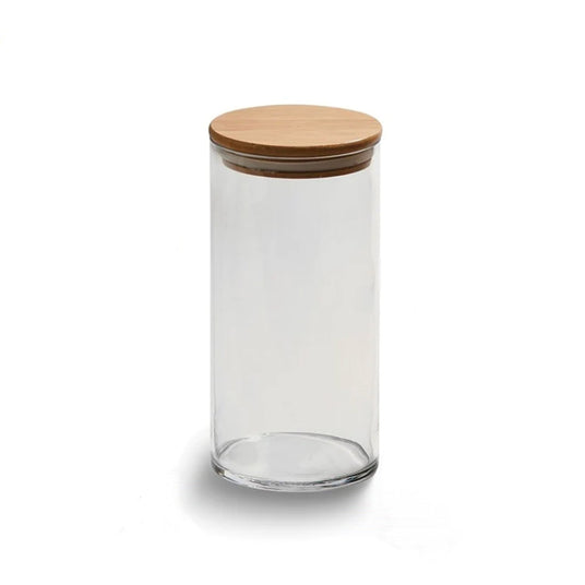 Medium Round Glass Storage Container with Bamboo Lid-AKD Ink