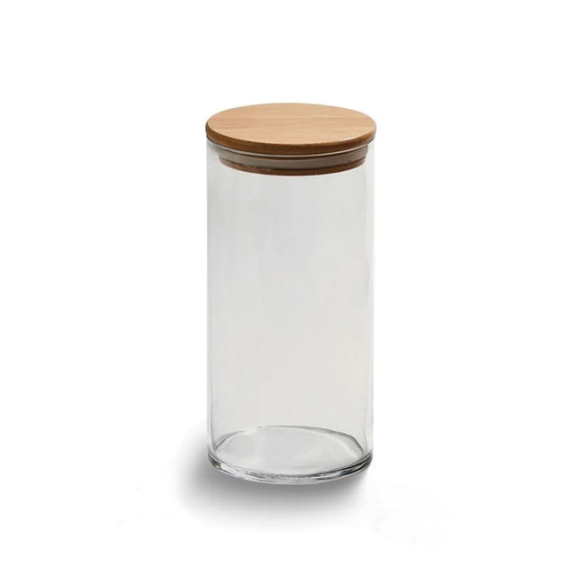 Medium Round Glass Storage Container with Bamboo Lid-AKD Ink