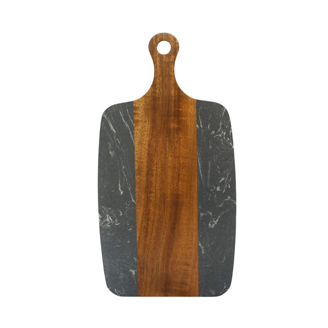 Black Marble and Acacia Wood Center Handled Board-AKD Ink