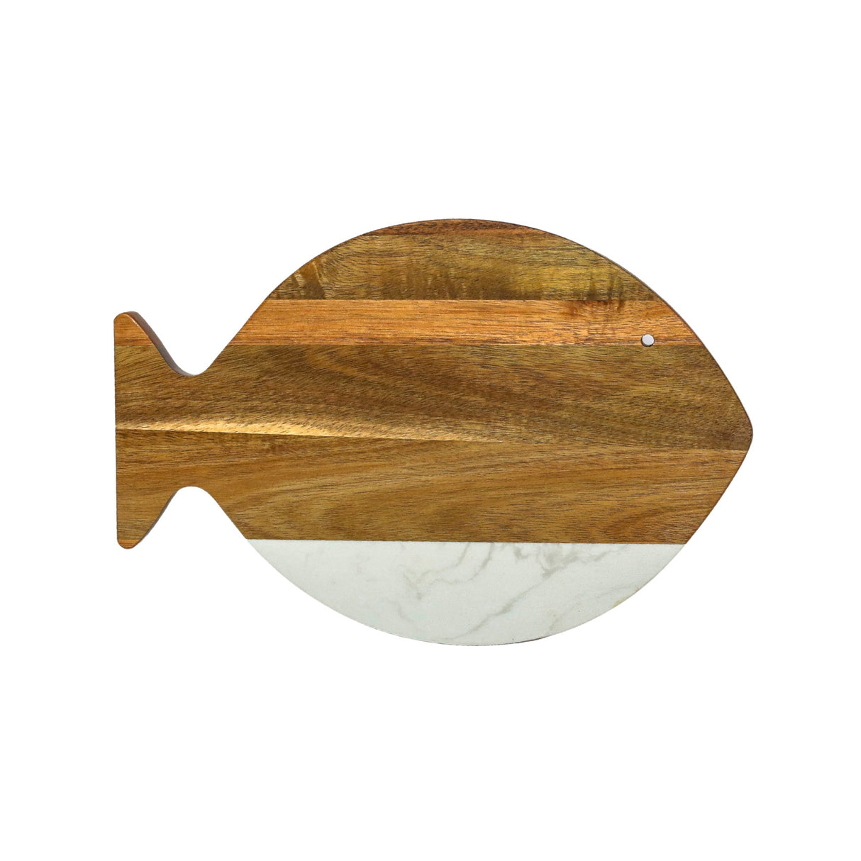White Marble and Acacia Wood Fish Board-AKD Ink