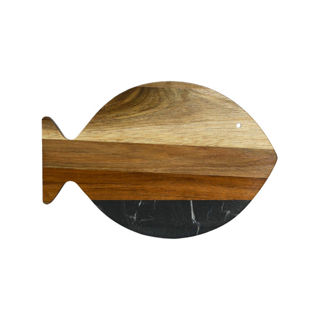 Black Marble and Acacia Wood Fish Board-AKD Ink