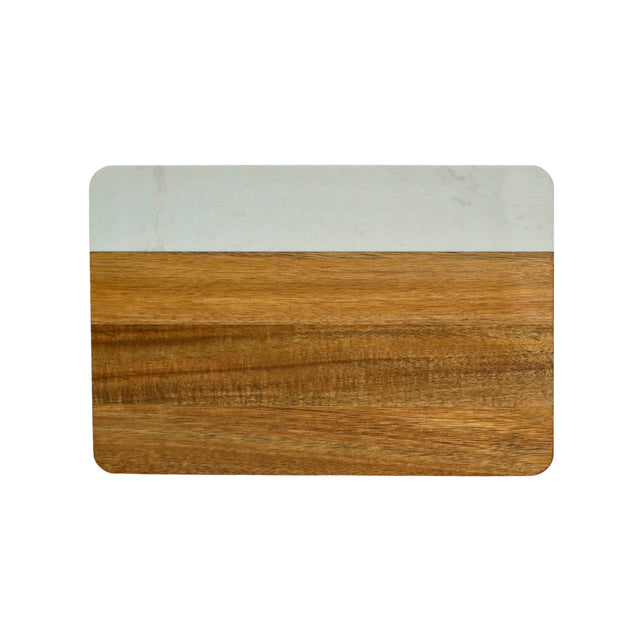 White Marble and Acacia Wood Rectangle Board-AKD Ink