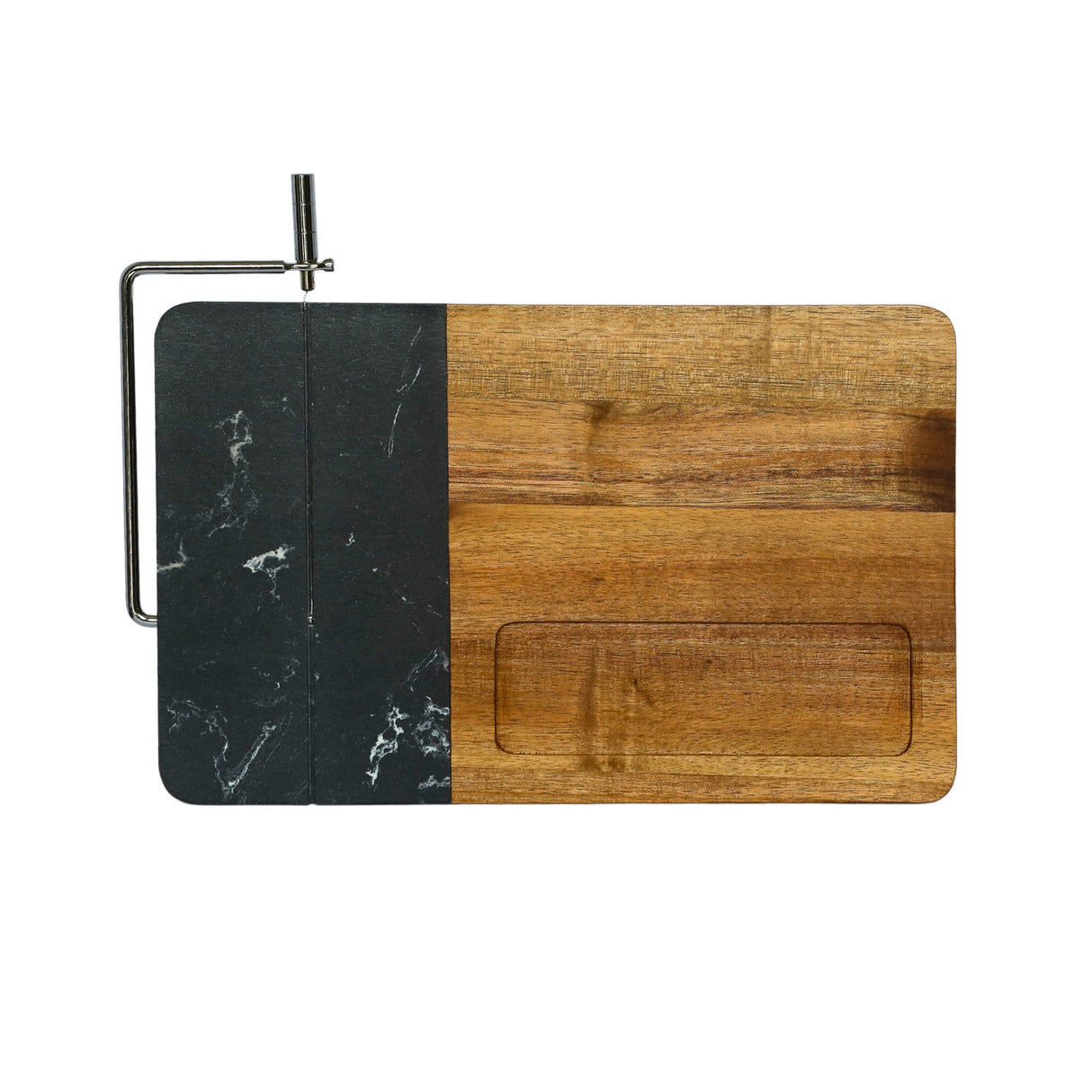 Black Marble and Acacia Wood Board with Slicer-AKD Ink