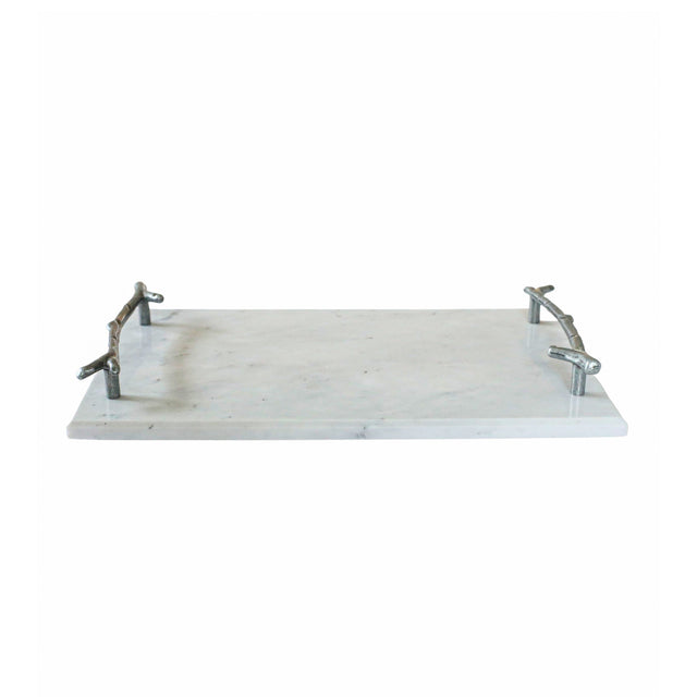 White Marble Board with Silver Branch Handles-AKD Ink