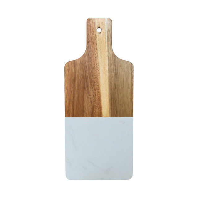 White Marble and Acacia Wood Handled Board-AKD Ink