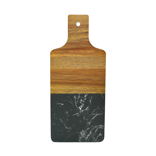 Black Marble and Acacia Wood Handled Board-AKD Ink