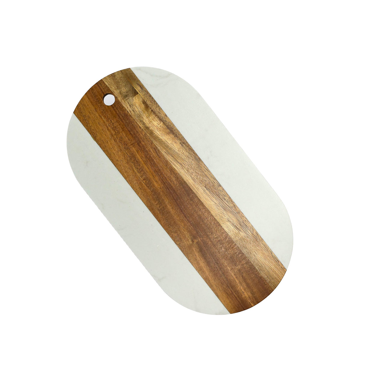 White Marble and Acacia Wood Oval Board-AKD Ink