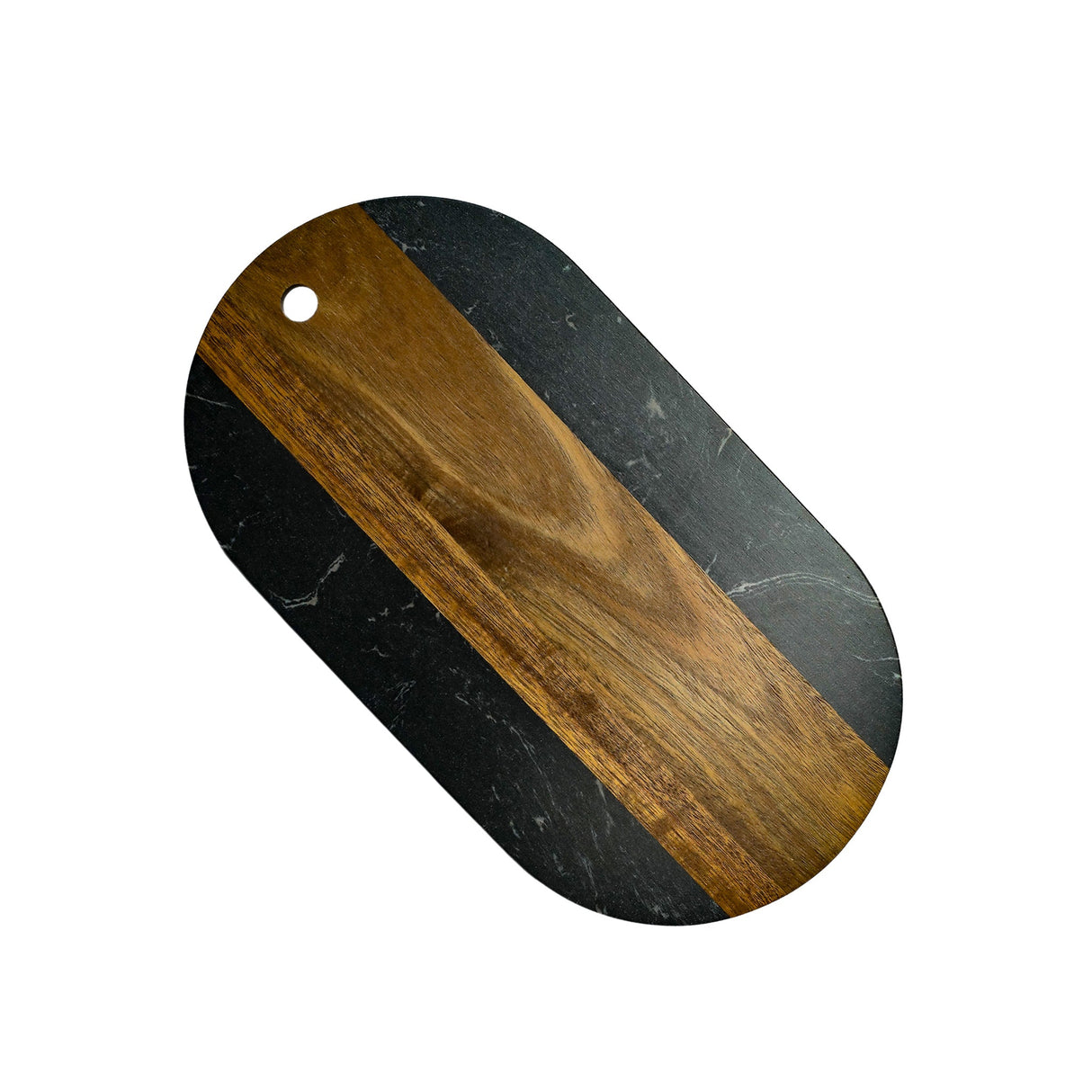 Black Marble and Acacia Wood Oval Board-AKD Ink
