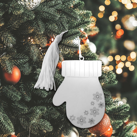 Winter Mitten Ornament with White Tassel-AKD Ink