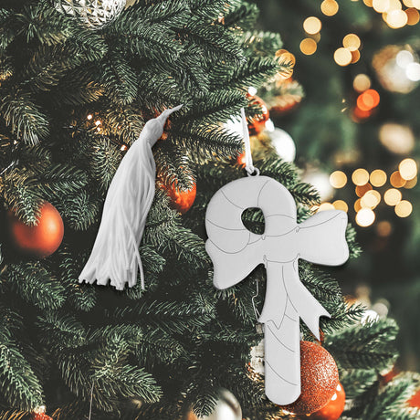 Candy Cane Ornament with White Tassel-AKD Ink
