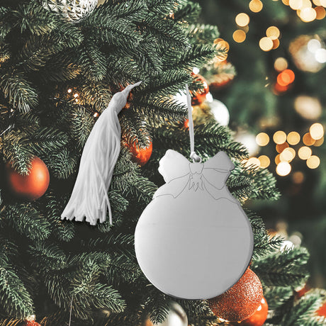 Ball Ornament with Bow White Tassel-AKD Ink