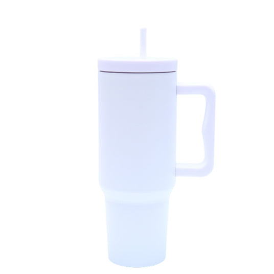 40 oz. Stainless Steel Modern Tumbler with Handle & Straw - White-AKD Ink
