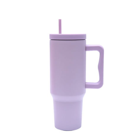 40 oz. Stainless Steel Modern Tumbler with Handle & Straw - Lavender-AKD Ink
