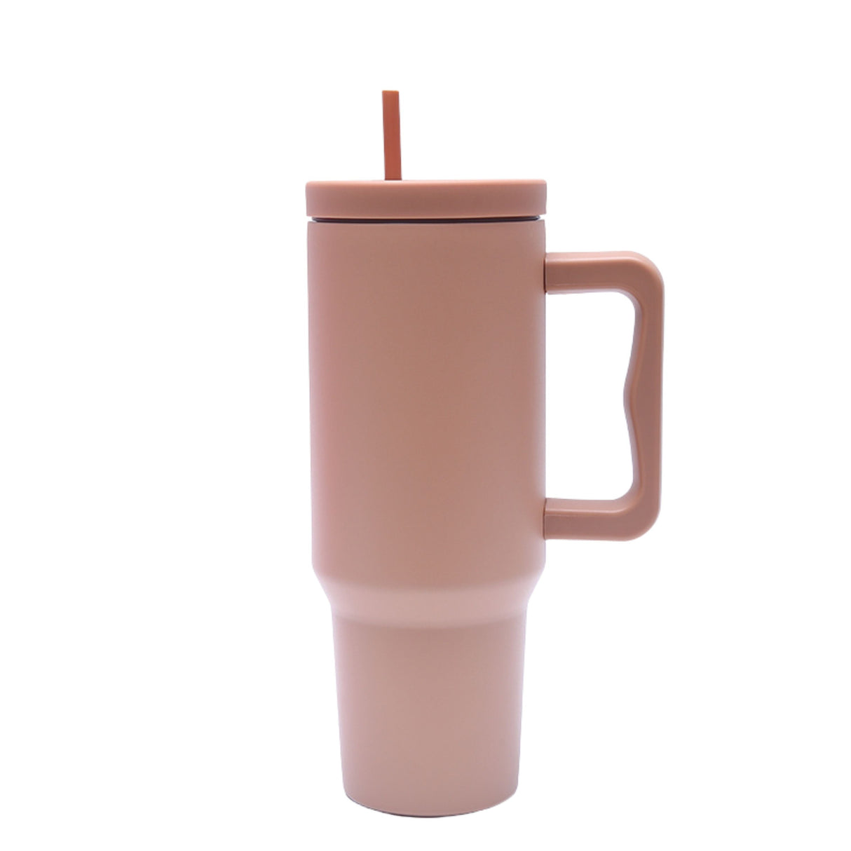40 oz. Stainless Steel Modern Tumbler with Handle & Straw - Tan-AKD Ink