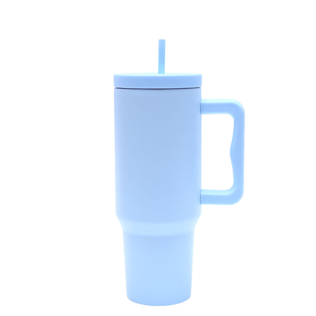 40 oz. Stainless Steel Modern Tumbler with Handle & Straw - Light Blue-AKD Ink