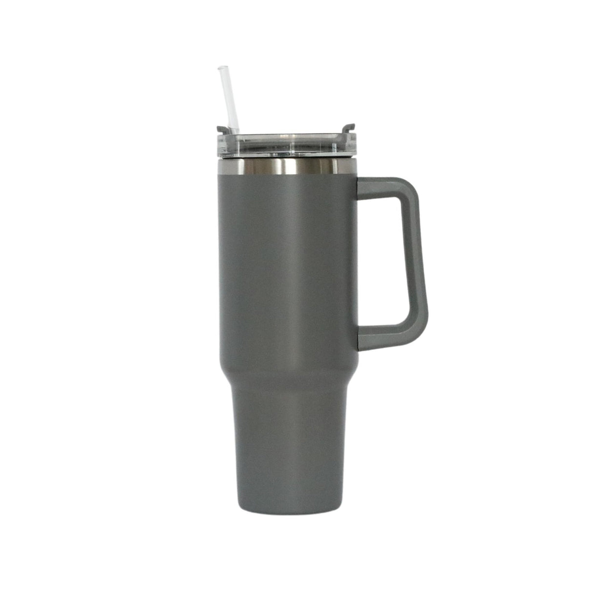 40 Oz Stainless Steel Tumbler with Handle & Straw - Grey-AKD Ink