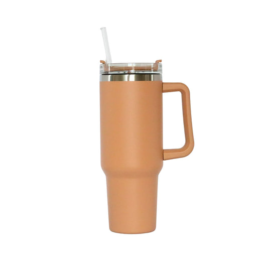 40 Oz Stainless Steel Tumbler with Handle & Straw - Clay-AKD Ink