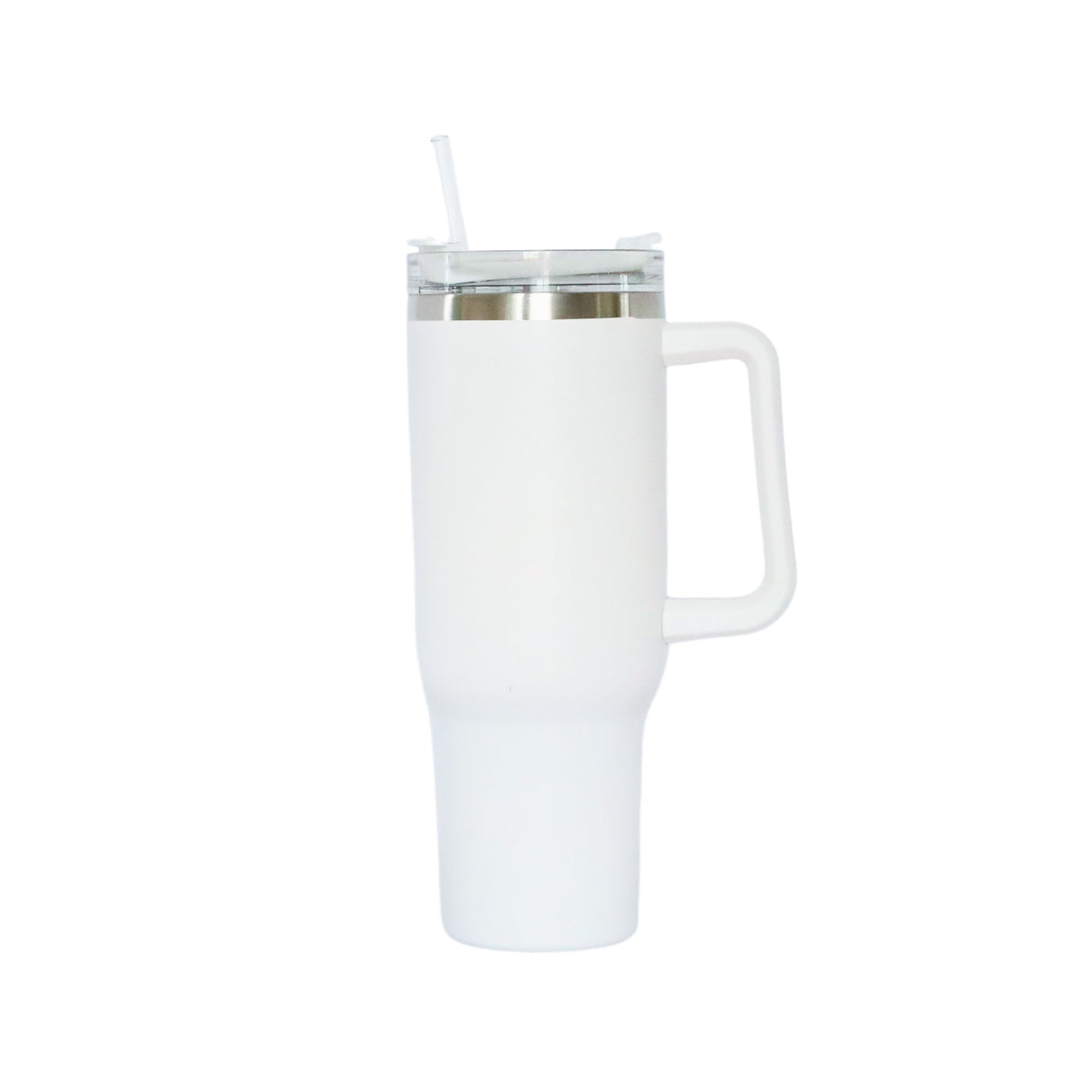 40 Oz Stainless Steel Tumbler with Handle & Straw - White-AKD Ink