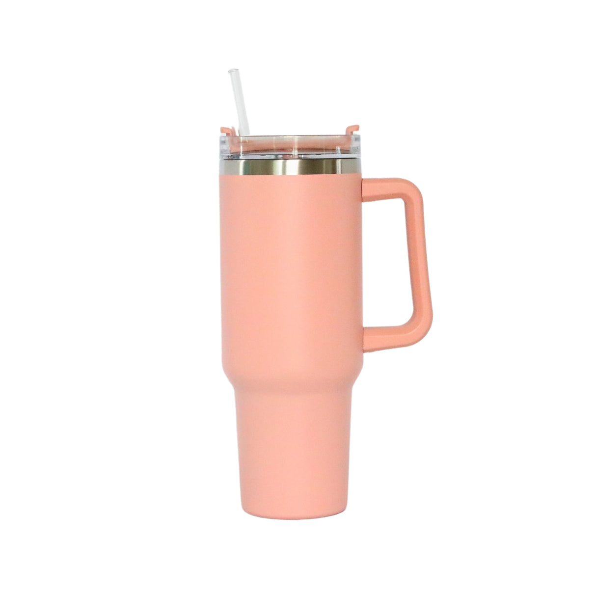 40 Oz Stainless Steel Tumbler with Handle & Straw - Peach-AKD Ink