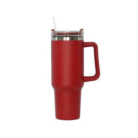40 Oz Stainless Steel Tumbler with Handle & Straw - Red-AKD Ink