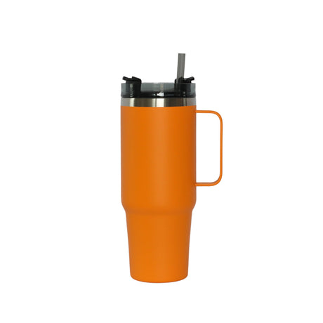 30 Oz Stainless Steel Tumbler with Handle & Straw -  Orange-AKD Ink