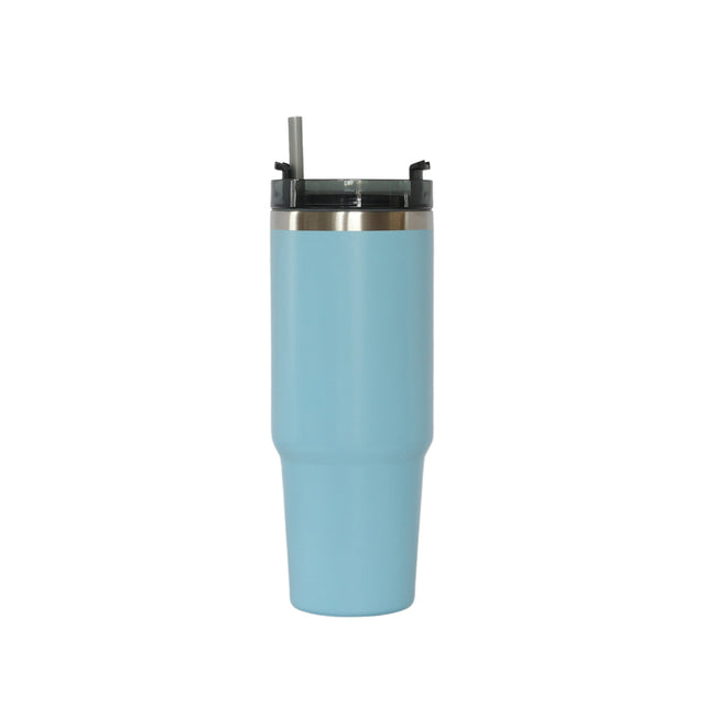 30 Oz Stainless Steel Tumbler with Straw - Light Blue-AKD Ink