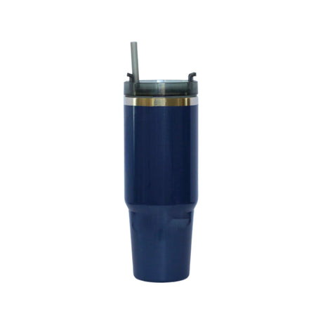 30 Oz Stainless Steel Tumbler with Straw - Navy-AKD Ink