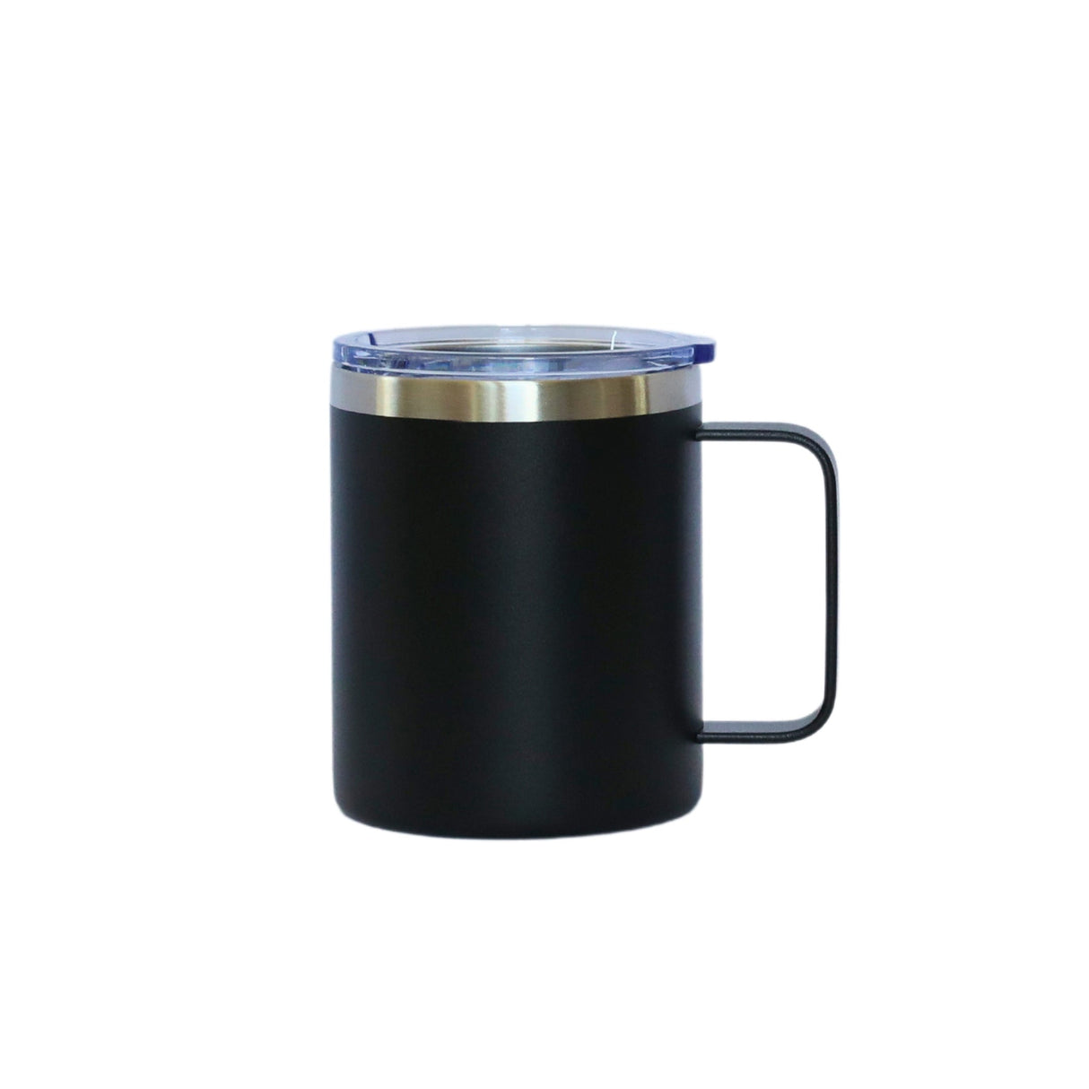 12 Oz Stainless Steel Travel Mug with Handle - Black-AKD Ink