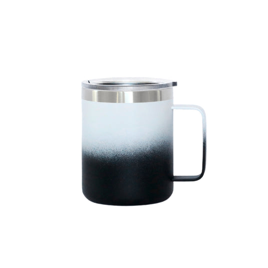 12 Oz Stainless Steel Travel Mug with Handle - White & Black-AKD Ink