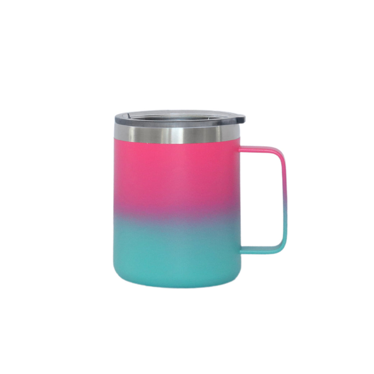 12 Oz Stainless Steel Travel Mug with Handle - Hot Pink & Blue-AKD Ink
